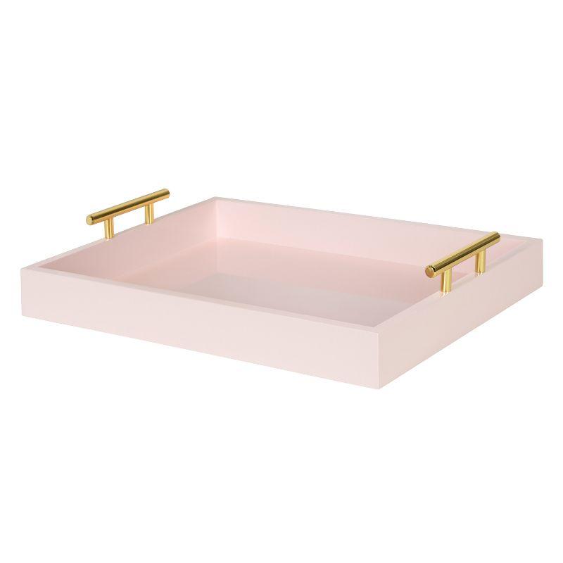 Kate and Laurel Lipton Tray, 16.5x12.25, Pink and Gold