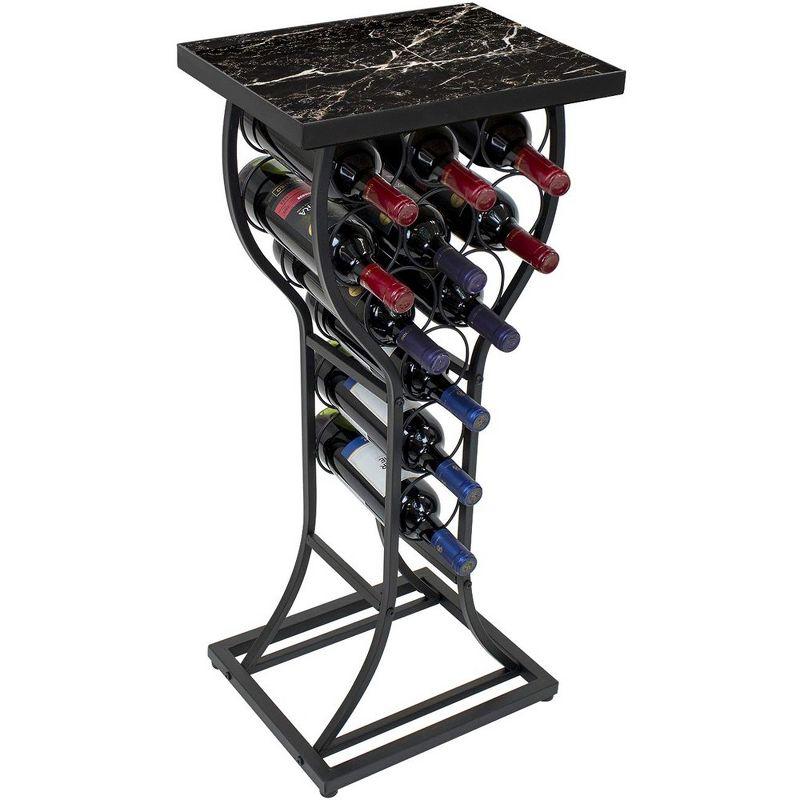 Sorbus Black Faux Marble Top 11-Bottle Wine Rack Table