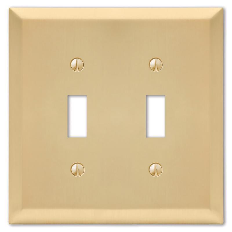 Amerelle Century Satin Brass Brass 2 gang Stamped Steel Toggle Wall Plate 1 pk