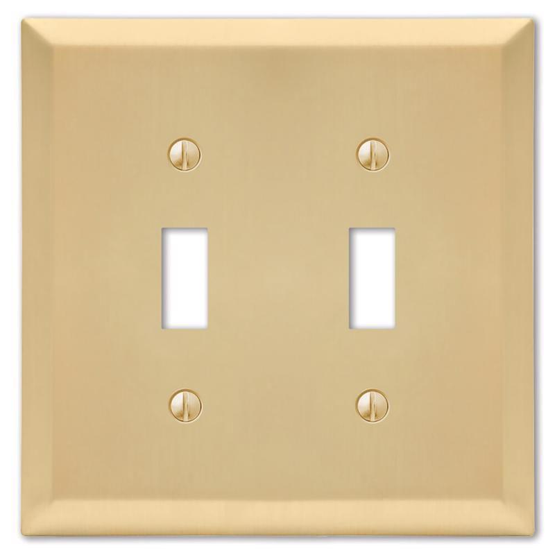 Satin Brass 2-Gang Stamped Steel Toggle Wall Plate