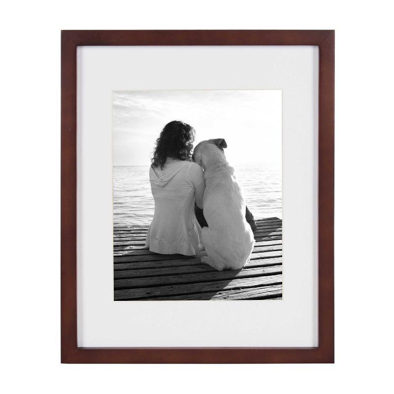 DesignOvation Gallery Rectangle Wood Wall Frame, 11x14 matted to 8x10, Walnut Brown