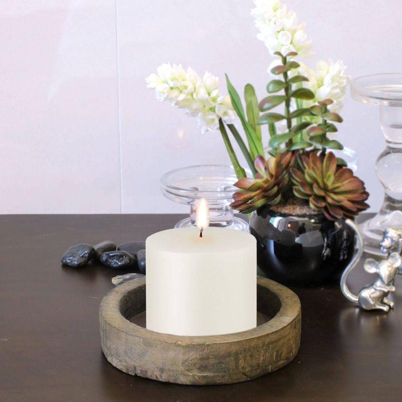 3"x3" 6pk Unscented Flat top Smooth Pillar Candles White - Stonebriar Collection: Machine-Poured, 40hr Burn Time, Cotton Wick