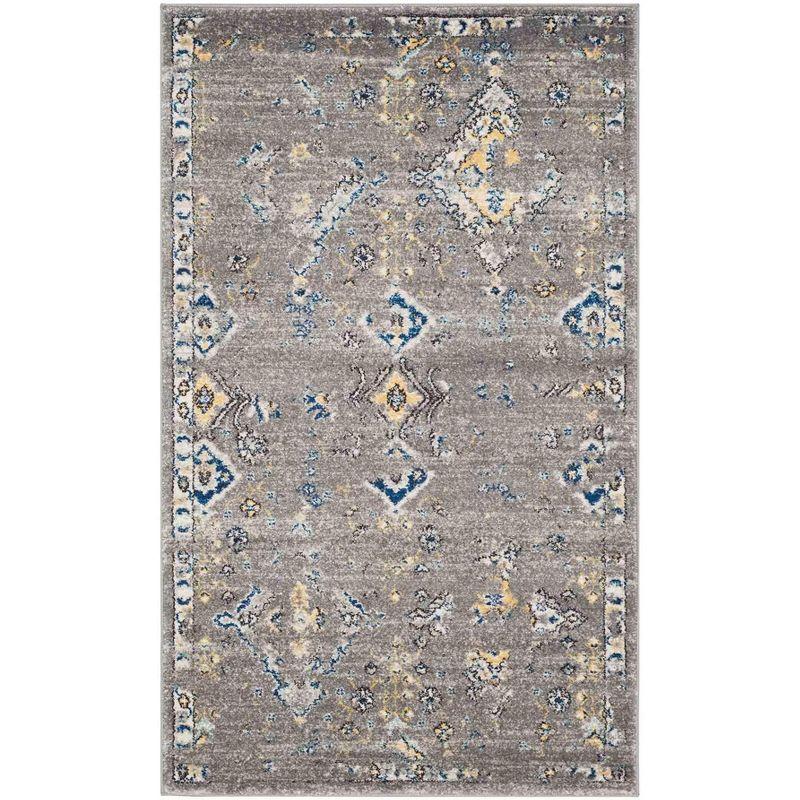 Evoke EVK224 Power Loomed Area Rug - Dark Grey/Yellow - 4'x6' - Safavieh.