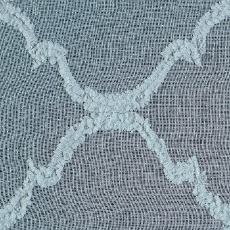 Chanasya 2pk Moroccan Embroidered Grommet Textured Sheer Window Curtain Panels - Set of 2 - 52 x 63 Inches Long - Tan Turquoise