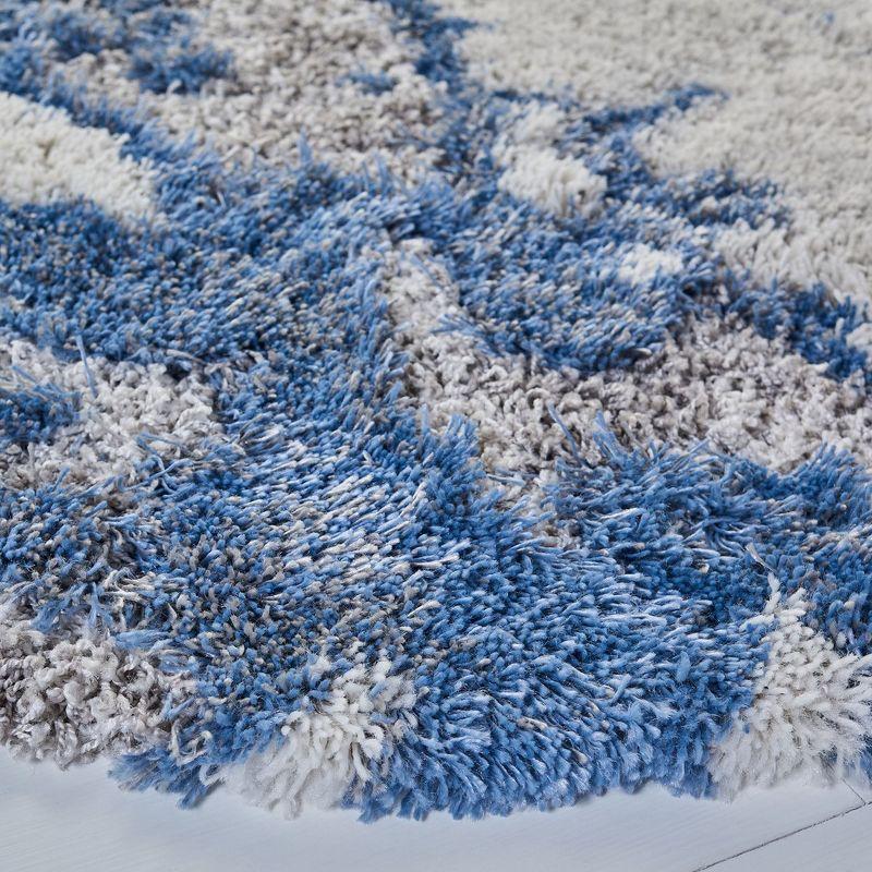 Horizon Shag 800 HZN890 Machine Made Area Rug - 5' Round - Grey/Blue - Safavieh