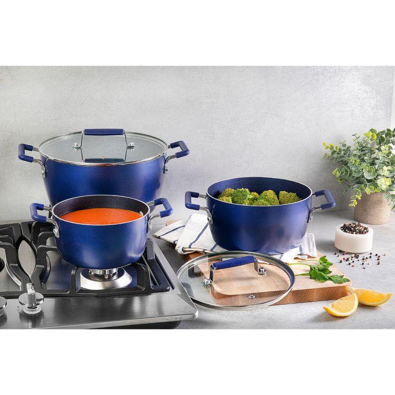 Granitestone 6 Piece Stackable Nonstick Nesting Pots with Lids, Dishwasher Safe