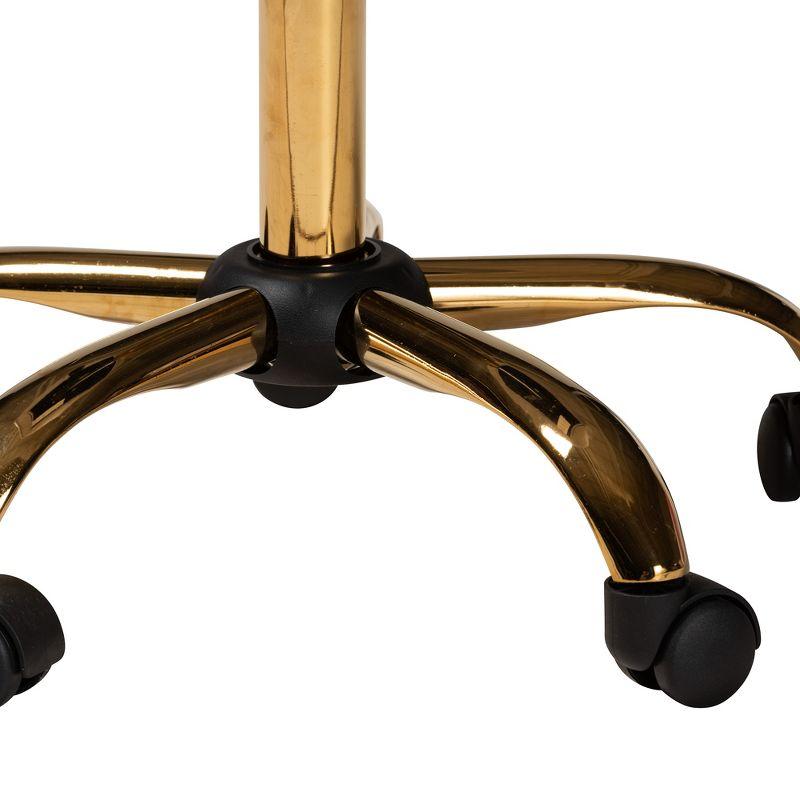 Baxton Studio Savara Contemporary Glam and Luxe Grey Velvet Fabric and Gold Metal Swivel Office Chair