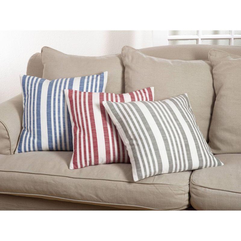 Red and White Nautical Striped Cotton Throw Pillow