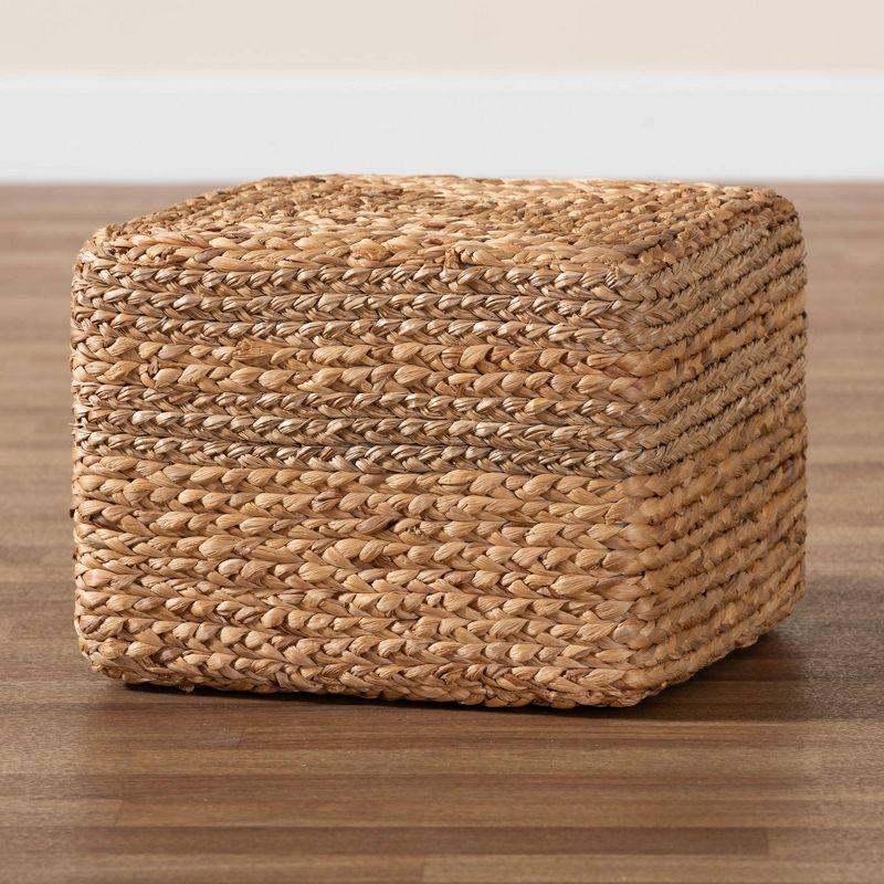 bali & pari Marella Seagrass Footstool Natural Brown: Bohemian Design, No Assembly, Spot Clean