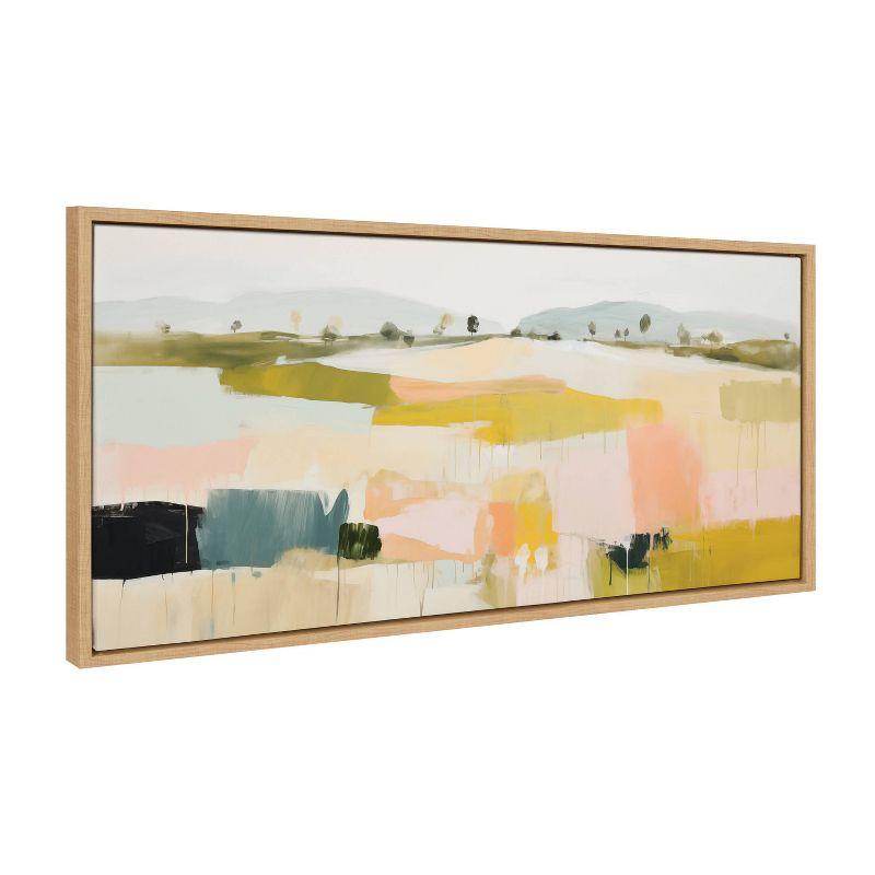 Quaint Vista Abstract Landscape Canvas Print in Natural Frame