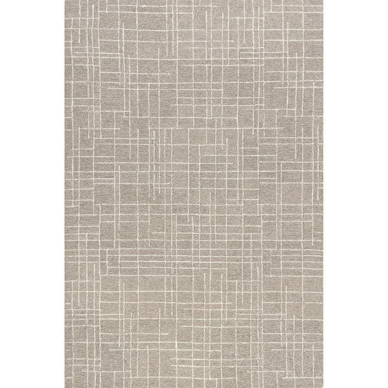 Tiera 4' x 6' Checkered Wool Area Rug in Neutral Tones