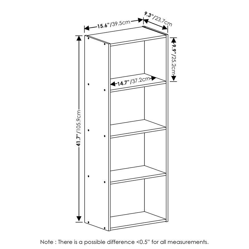 Furinno 4-Tier Open Bookcase 4-Cube Display Cabinet Floor Standing Storage Shelves Bookcase