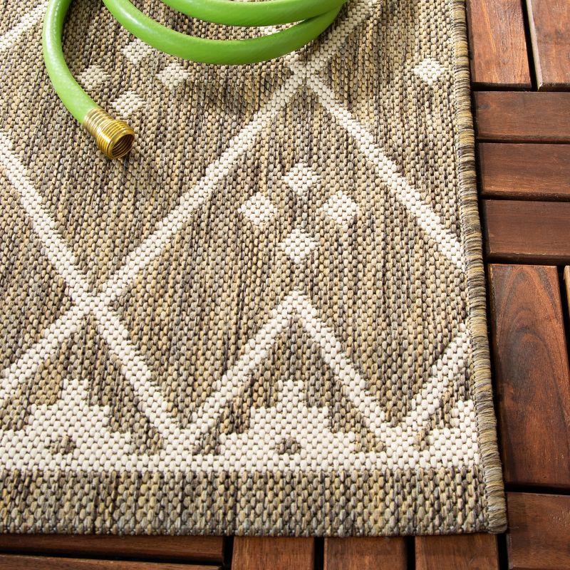 Courtyard Chic 59" Brown & Light Beige Synthetic Rectangular Rug