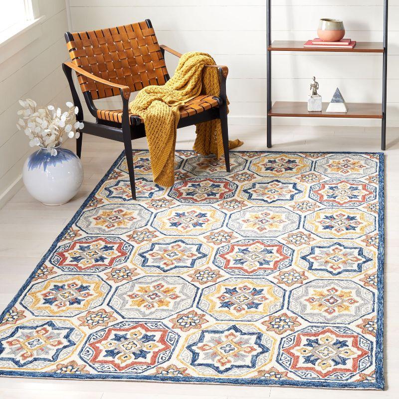 Ivory and Multicolor Hand-Tufted Wool Area Rug