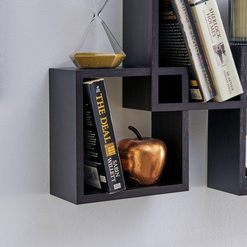 25.5" x 17.75" Intersecting Cube Wall Shelf Black - Danya B.: Modern Cubby Storage, Easy Install