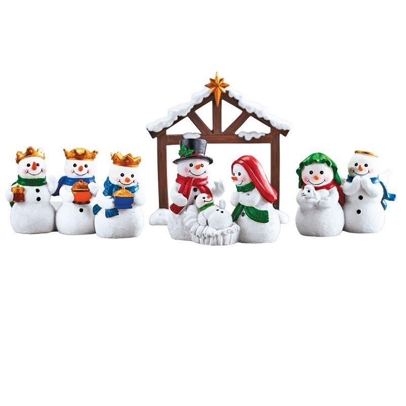 Hand-Painted Snowman Nativity Scene 4-Piece Resin Set