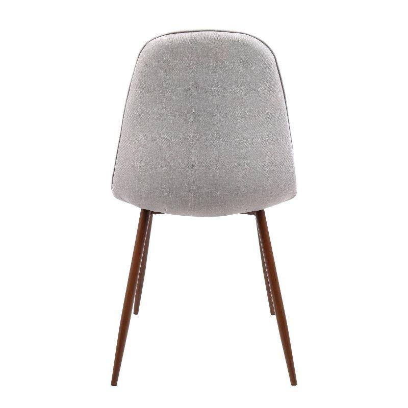 Set of 2 Pebble Mid-Century Modern Dining Accent Chairs Walnut/Light Gray: Upholstered Metal Frame - LumiSource