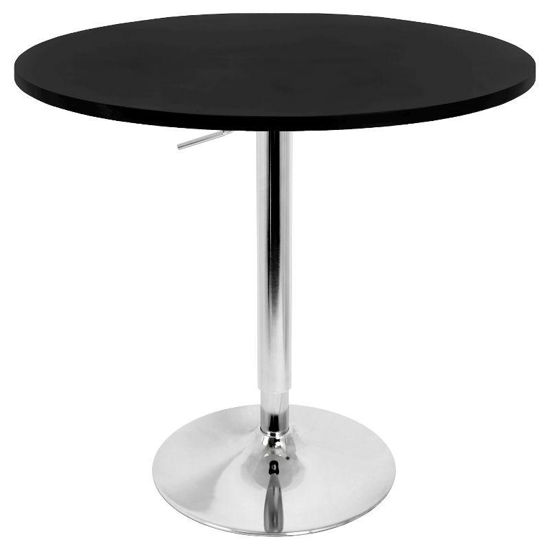 27.5" Elia Adjustable Pub, Bar and Counter Height Table: Chrome Pedestal Base, MDF Top, Kitchen-Friendly Table - LumiSource