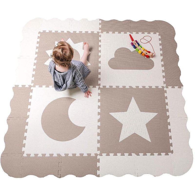 Beige and White Extra Large Non-Toxic Foam Baby Play Mat