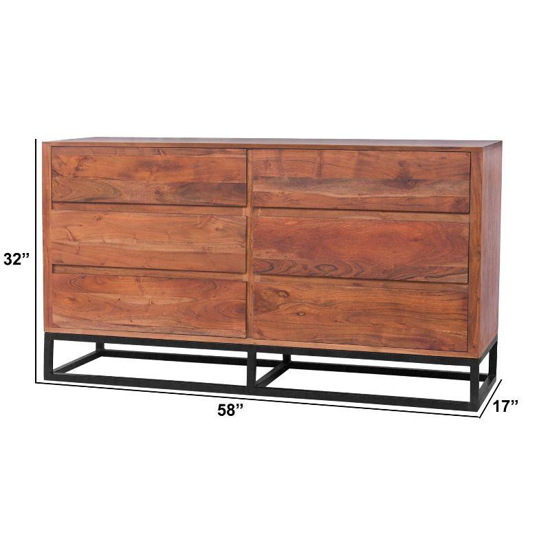 Birch Lane™ Pantai Modern Acacia Wood Dresser or Display Unit With Metal Base, Walnut Brown and Black