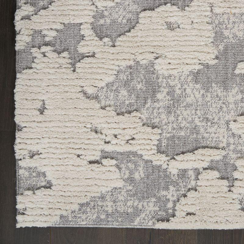 Gray and Ivory Abstract Hand-Knotted Area Rug