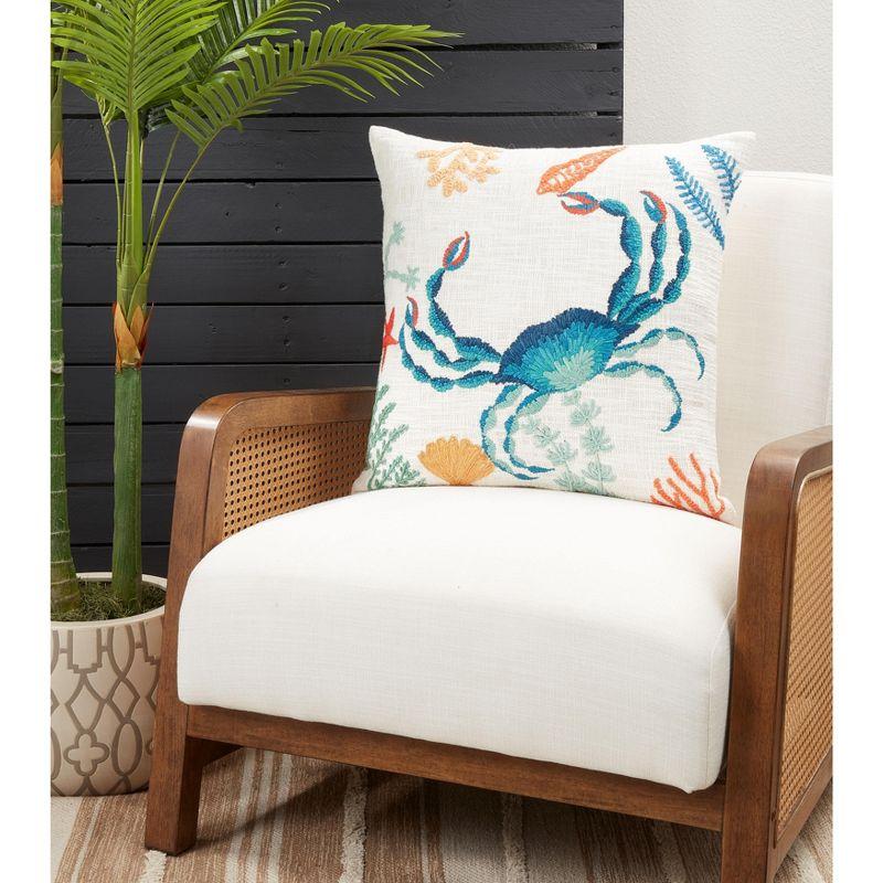 Saro Lifestyle Down-Filled Crab Design Throw Pillow