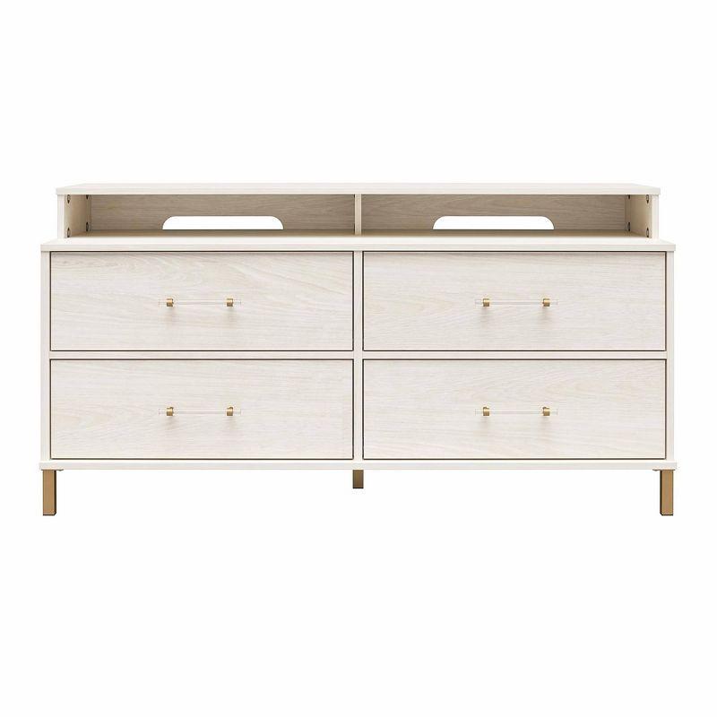 Kalissa 59'' White Oak Media Dresser with Gold Accents for TVs Up to 50"