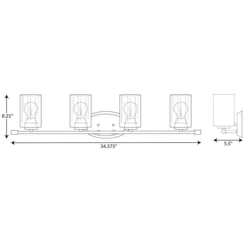 Progress Lighting Riley Collection 4-Light Bath Vanity in Matte Black with Clear Glass Shades