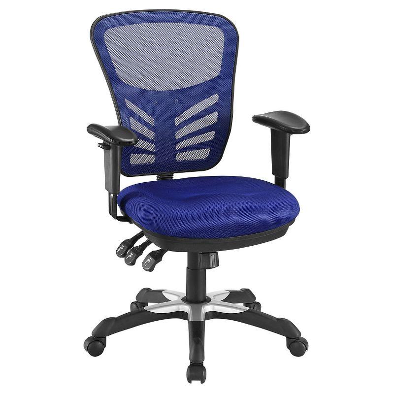 Blue Mesh and Leather Adjustable Swivel Task Chair