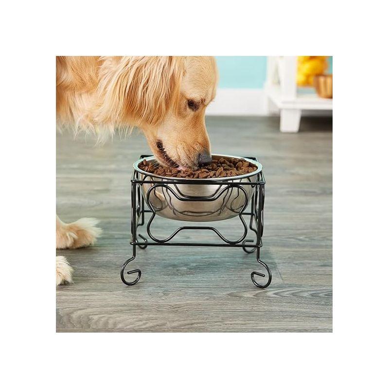 YML 5-Inch Wrought Iron Stand with Single Stainless Steel Feeder Bowl