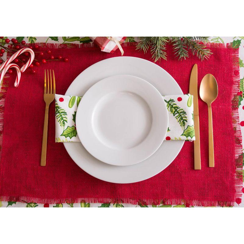DII Jute Solid Placemat Set 6 Piece, Tango Red, 13x19"