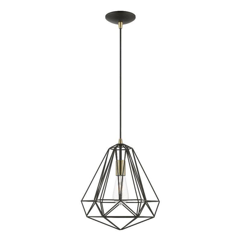 Livex Lighting Knox 1 - Light Pendant in  Textured Black/Polished Chrome