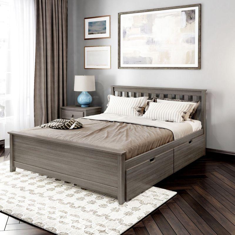 Plank+Beam Solid Wood Queen Bed Frame with Headboard and Storage Drawers