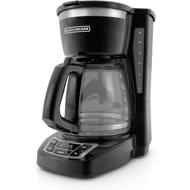 BLACK+DECKER 12-Cup Digital Coffee Maker, Programmable, Washable Basket Filter, Sneak-A-Cup, Auto Brew, Water Window, Keep Hot Plate