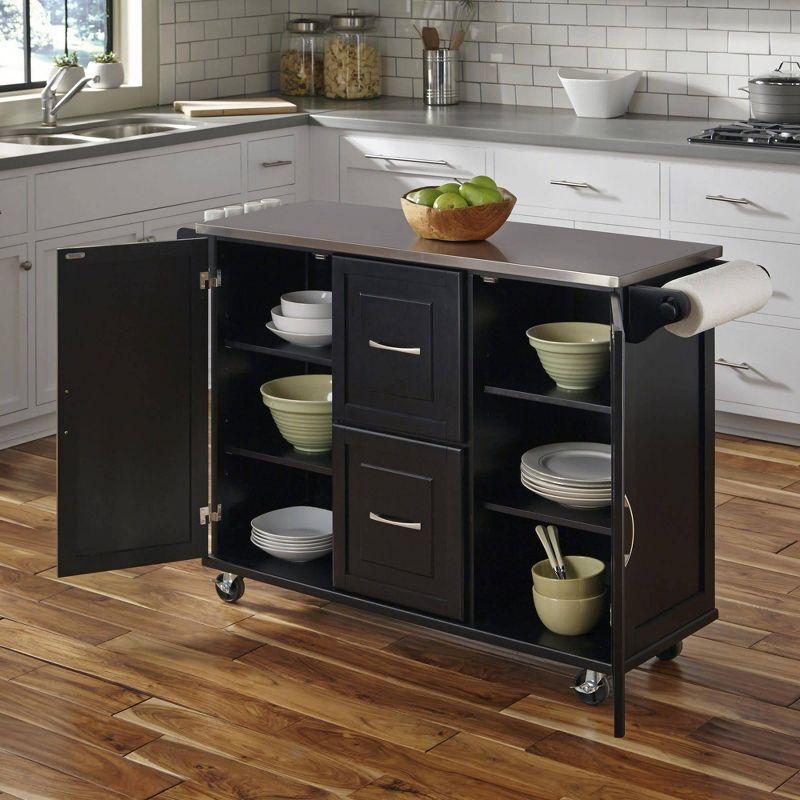 Rectangular Stainless Steel Kitchen Cart with Spice Rack and Storage