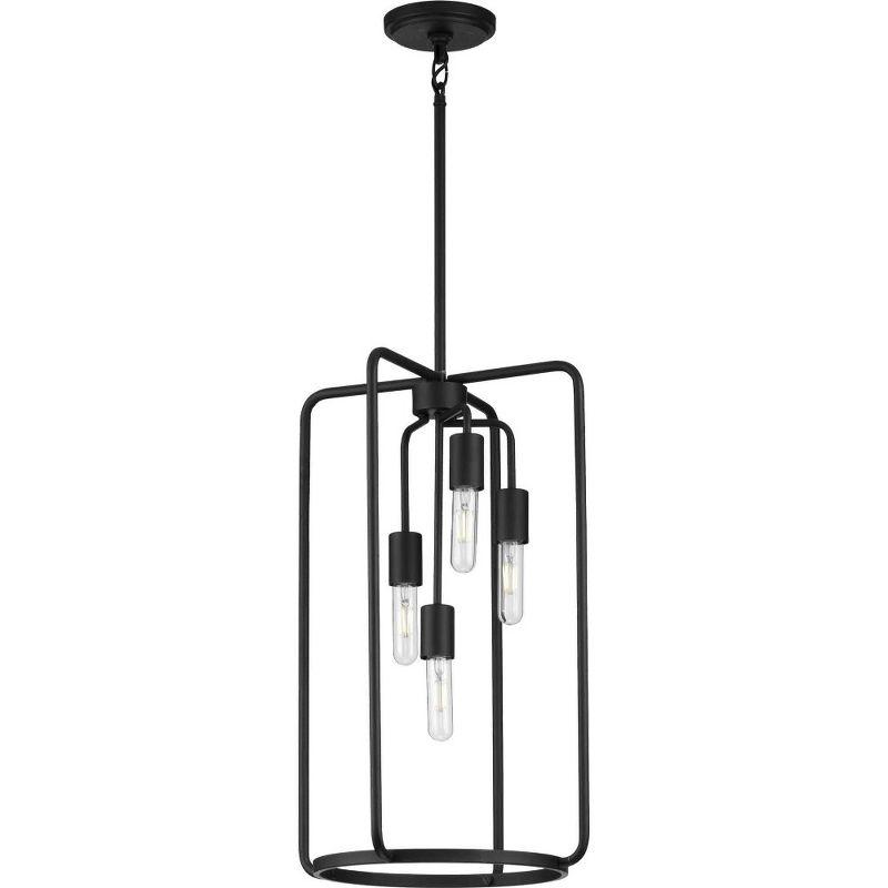 Bonn Vintage Industrial Matte Black 4-Light Open-Cage Pendant