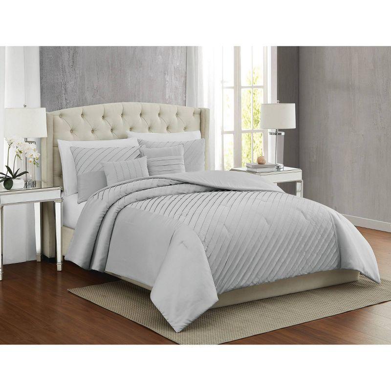 5th Avenue Lux 9pc James Pleated Comforter Set Silver