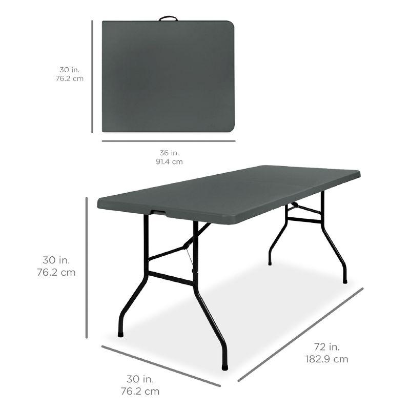 Best Choice Products 6ft Plastic Folding Table, Indoor Outdoor Heavy Duty Portable w/ Handle, Lock