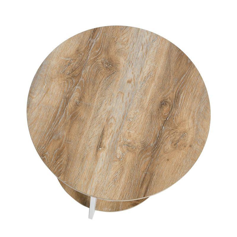 Household Essentials Jamestown Round End Table Brown/White: Modern Minimalist, Iron Frame, Particle Board Top
