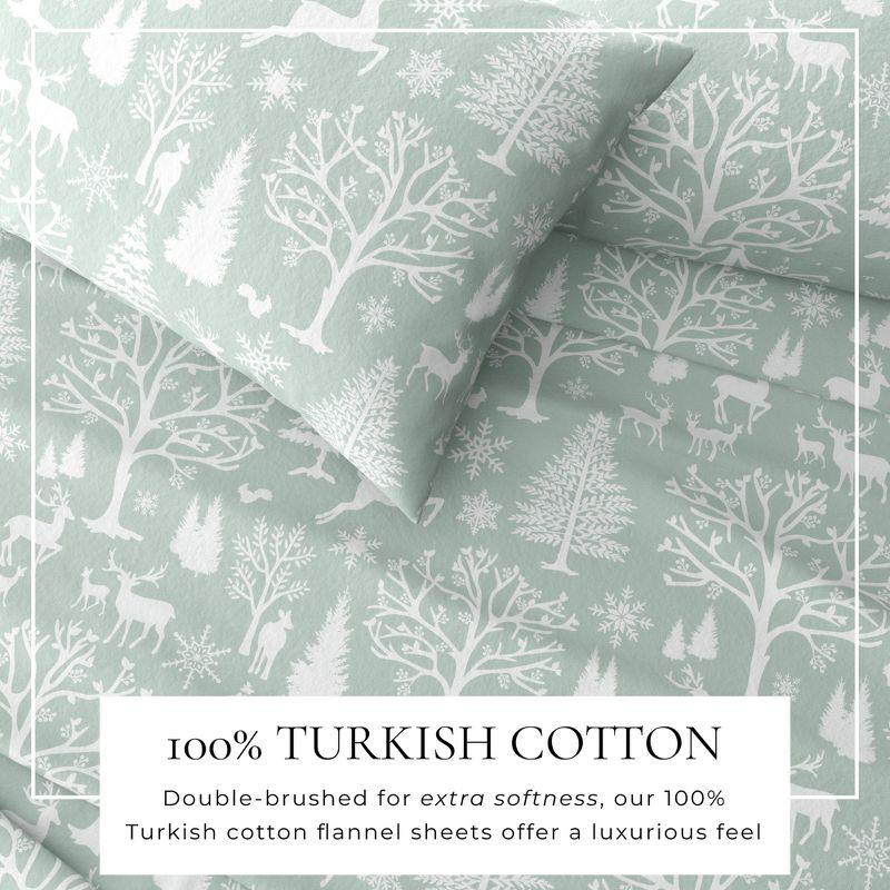 FreshFolds 100% Turkish Cotton Holiday Printed Flannel Sheet Set