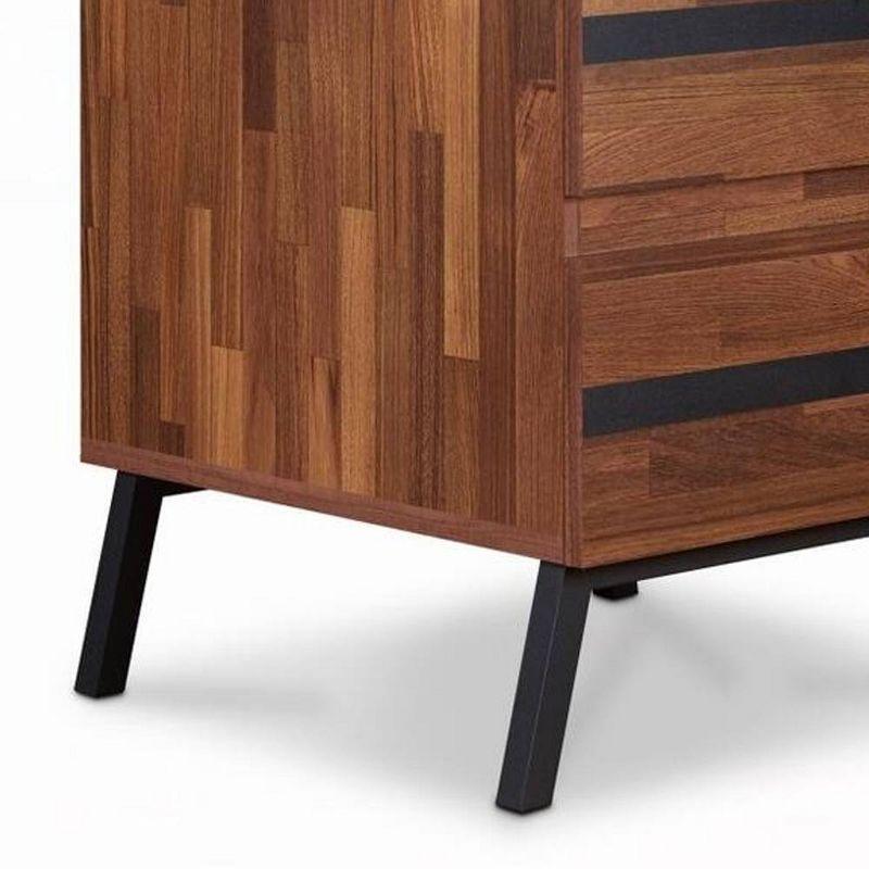 18" Karine Accent Table Walnut/Black - Acme Furniture: Modern Rectangular Side Table with Drawer & Tapered Legs