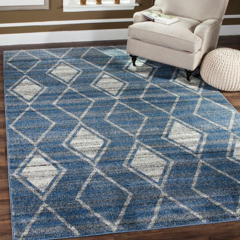 Elysian Light Blue & Cream Geometric 4' x 6' Synthetic Area Rug