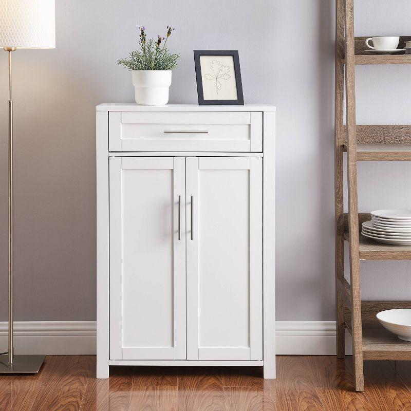 White Shaker-Style Living Room Cabinet with Adjustable Shelving