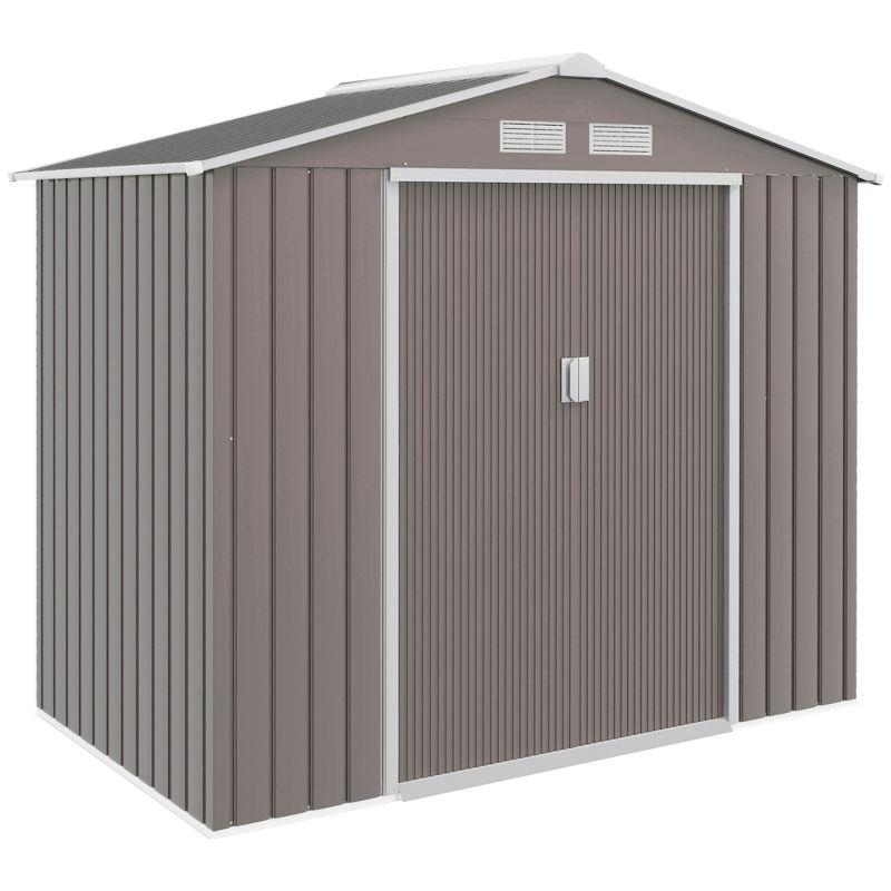 Outsunny Metal Storage Shed Organizer, Garden Tool House with Vents and Sliding Doors for Backyard, Patio, Garage, Lawn