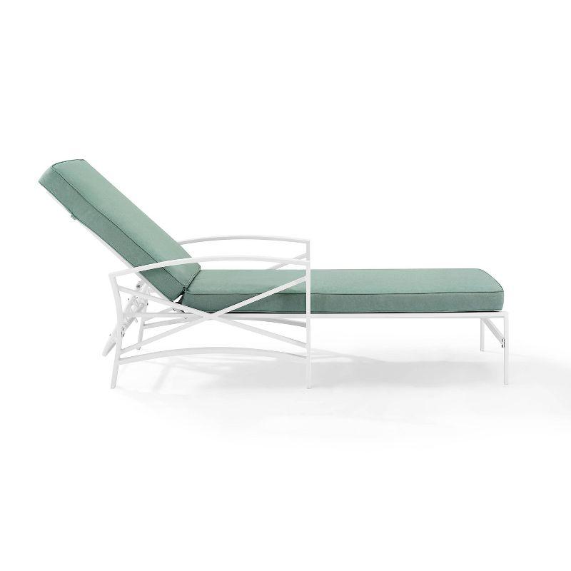 Mist and White Steel Outdoor Chaise Lounge with Cushions