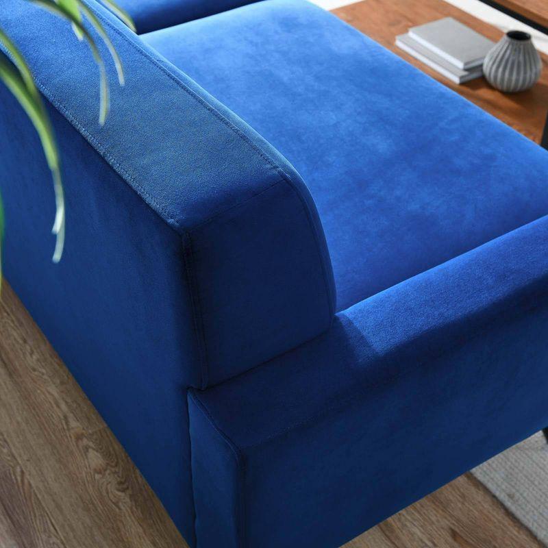 Modway Engage Performance Velvet Sofa Navy: Plush Seating, 3-Person, Tufted Back, Plywood Frame