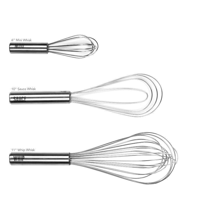 Tovolo Stainless Steel Whisk Whip Kitchen Utensil Bundle - Set of 3 with Sauce Whisk