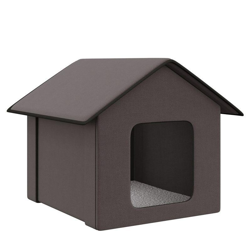 Brown Heated Outdoor Cat House with Insulated Shelter