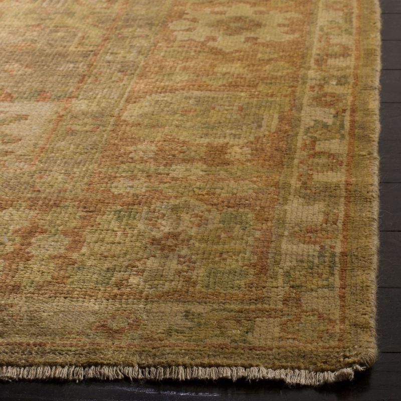 Hand-Knotted Beige and Rust Wool Area Rug 4' x 6'