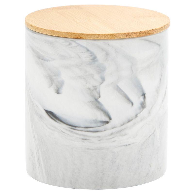 Farmlyn Creek Set of 3 Marble Ceramic Canisters with Wooden Bamboo Lids, Kitchen Counter Containers, Food Storage Jars, 3 Sizes